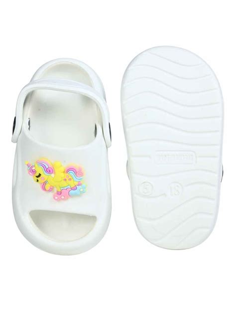 Flying Unicorn Charms Clogs for Girls – White – Yellow Bee India