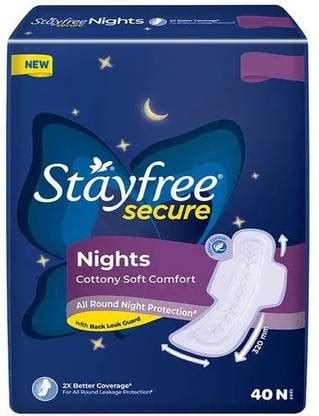 STAYFREE secure Nights Cottony Soft Comfort 320 mm XL - 40 Sanitary Pad ...