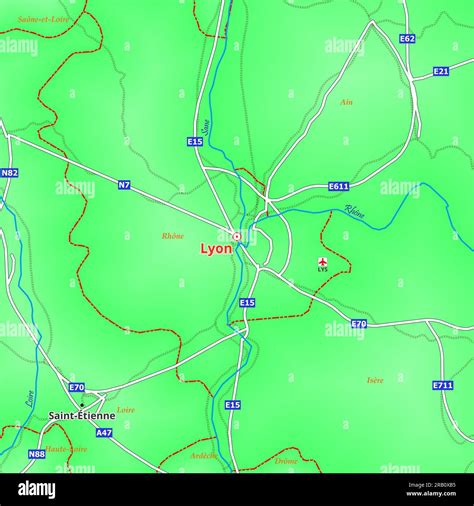 Map of Lyon City in France Stock Photo - Alamy