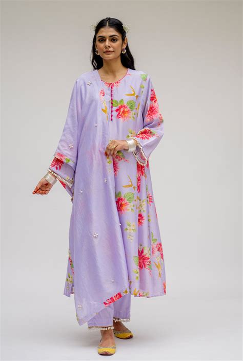 Purple Printed Nyra Kurta Set