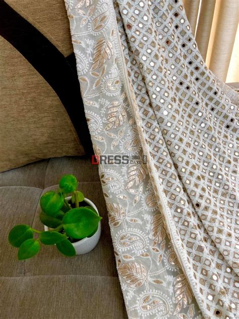 Ivory Mirror & Gota Patti Chikankari Dupatta – Dress365days