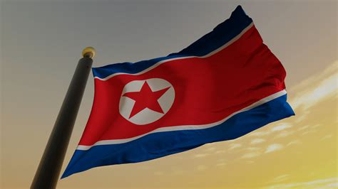 North Korean Flag Waving