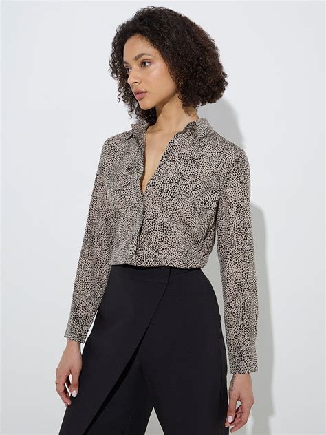 Buy Wardrobe Beige Animal Printed Shirt from Westside