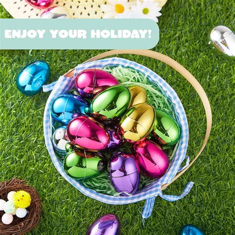 Buy JOYIN 24PCS 2.3 Metallic Easter Eggs, Shinny Easter Eggs Fillable ...