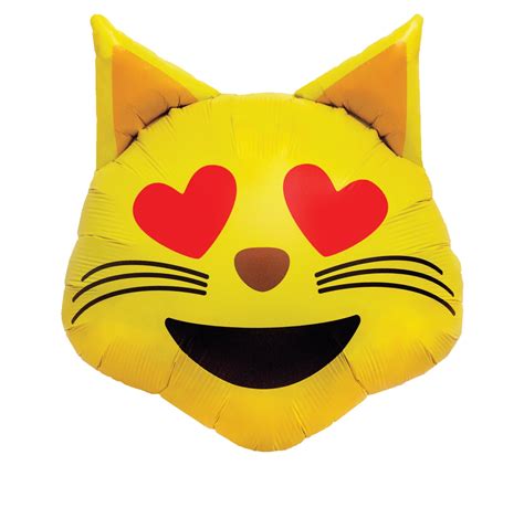 22" Helium Balloon Emoji Cat Heart Eyes Shape ( Inflated ) - Precious M ...