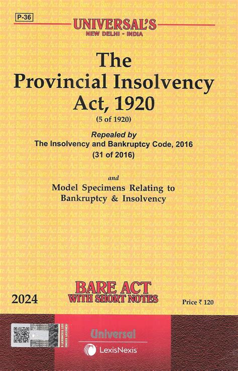 Universal's The Provincial Insolvency Act, 1920 available at M&J ...
