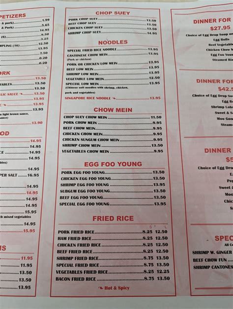 Menu at Chop Suey Inn restaurant, Homewood, 813 Green Springs Hwy #160