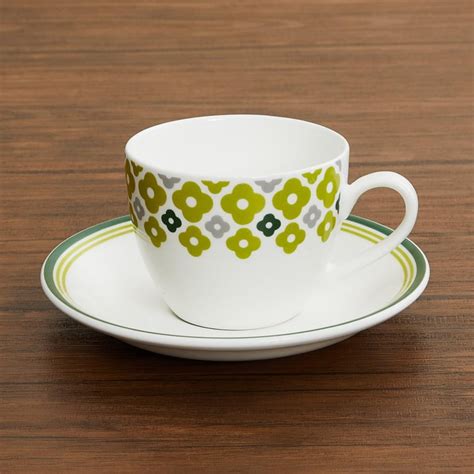 Buy Mandarin-Aven Printed Set of 12 Cups & Saucers from Home Centre at ...