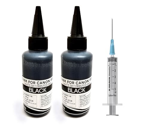 White Sky Compatible Black Refill Ink for Canon Printer Cartridges PG ...