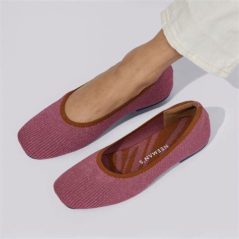 Buy Neeman's Metallic Square Flat Ballerinas - Pink Online