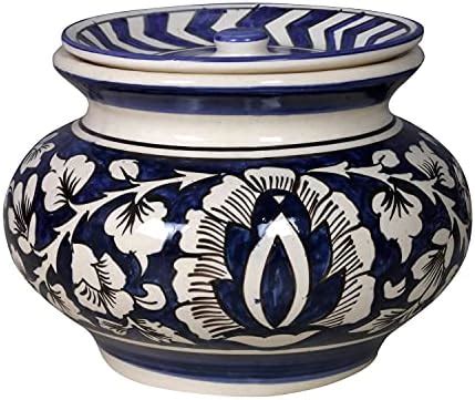 StyleMyWay Hand Glazed Dual Tone Ceramic Round Jar (Burni) with Lid ...