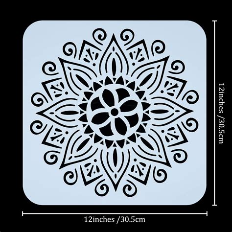 Buy 12 x 12 Inch Large Size Reusable Stencil Mandala Stencil Laser Cut ...