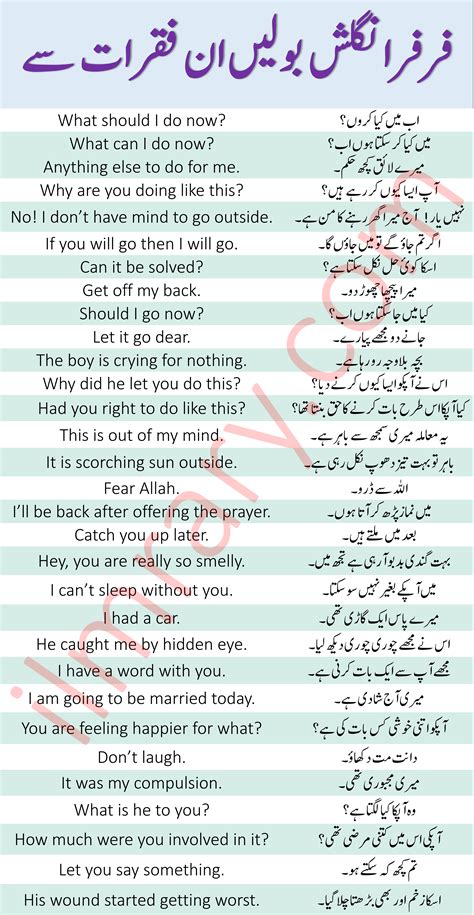 Daily Use English Vocabulary With Urdu Meaning - Free