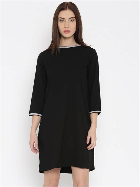 Buy AND Women Black Solid T Shirt Dress - Dresses for Women 1591465 ...