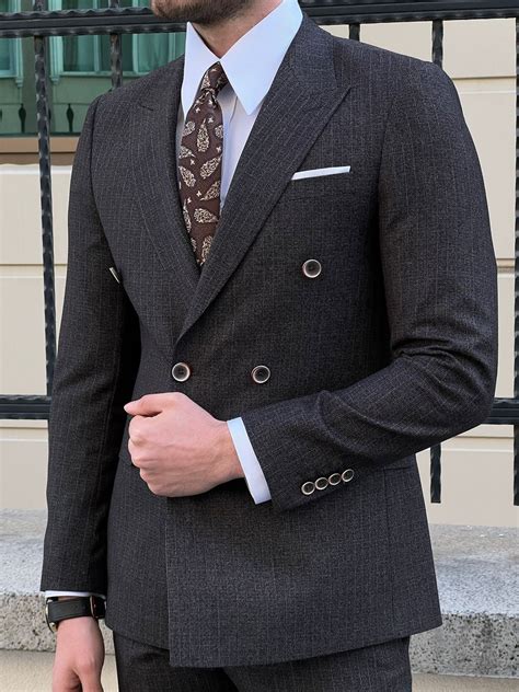 Bojoni Montebello Slim Fit High Quality Double Breasted Black Suit ...