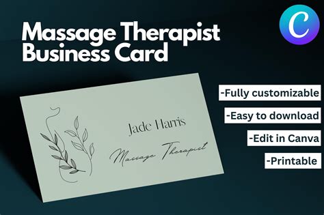 Massage Therapist Business Card Template Editable in Canva - Etsy
