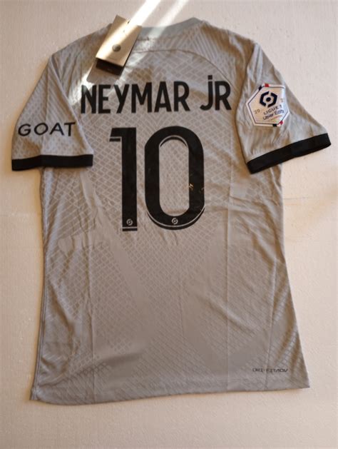 Neymar Jr PSG Paris Saint Germain Match Slim Gray Away Soccer Jersey ...