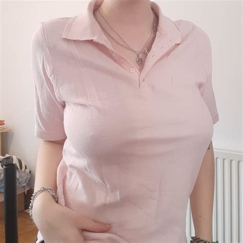 super cute baby pink polo shirt 🍒🌷 comfy and... - Depop