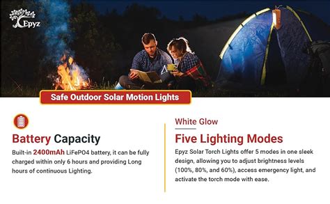 Epyz Solar Light Outdoor Rechargeable LED Torch Lights for Home Outdoor ...