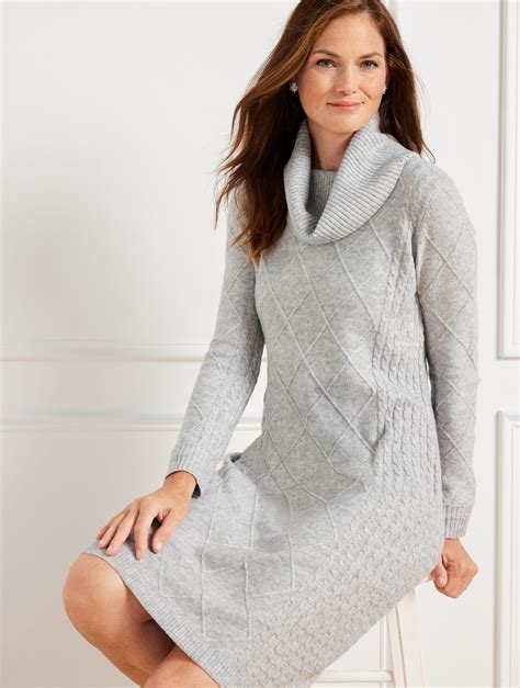Cable Knit Cowl-Neck Sweater Dress | Talbots