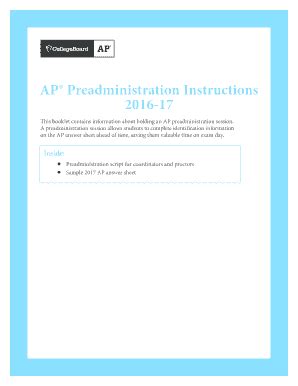 Fillable Online 2016-2017 AP Preadministration Instructions. Detailed ...
