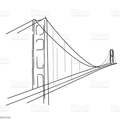 Symbolic Sketch Of Golden Gate In San Francisco Bridge Silhouette Stock Illustration - Download ...