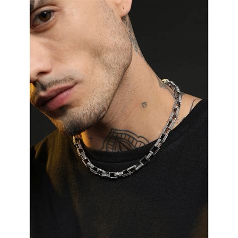 Buy French Accent Men Geometric Chain Necklace - Silver Online