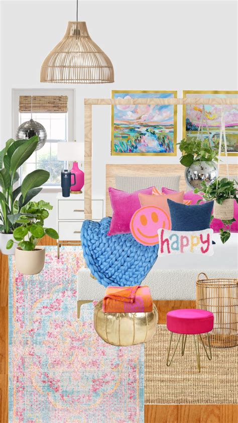 Preppy Bedroom Decor with Vibrant Colors