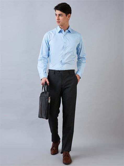 Park Avenue Men Grey Regular Fit Checks Trouser – MyRaymond