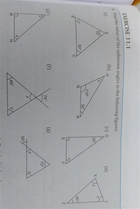 Find the value of the unknown angles in the following figures. - Brainly.in