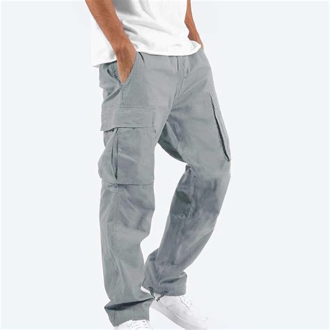 Juebong Men's Big & Tall Cargo pants Stretch Elastic Waist Multiple ...