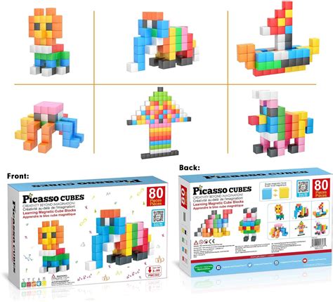 Amazon.com: PicassoTiles Magnet Cube Building Blocks 80 Pieces 1.2" 3CM ...