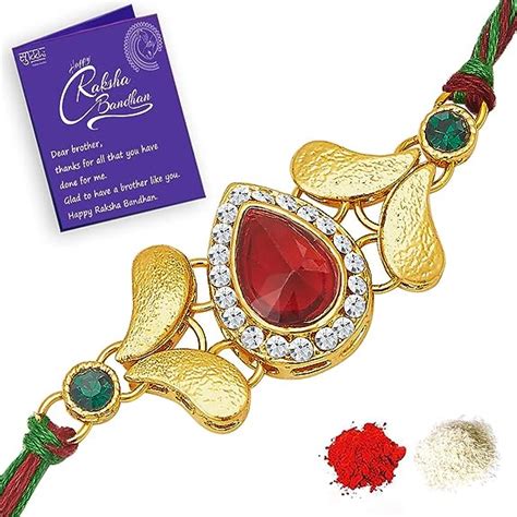 Sukkhi Rakhi Attractive Kundan Designer Gold Plated Premium Rakhi for ...