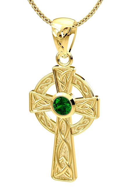 通販在庫 Solid 14k Yellow Gold Irish Celtic Cross Trinity Pendant Necklace ...