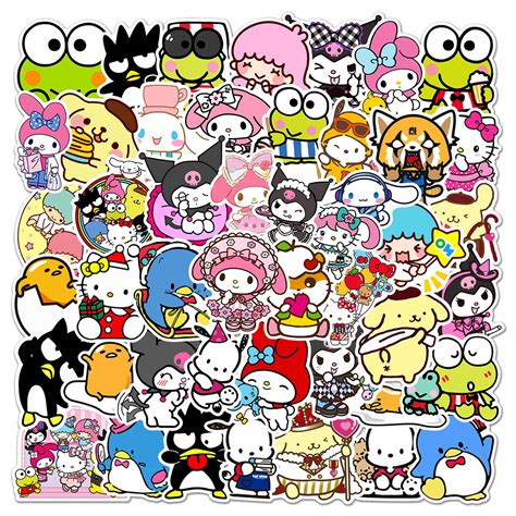 Cute Sanrio Cartoon Stickers For Kids Water Bottle 50pcs Pack ...