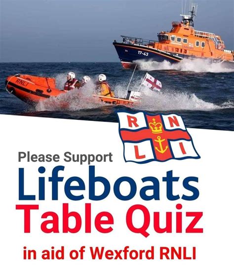 Table Quiz in aid of Wexford RNLI , Wexford Harbour Boat and Tennis ...