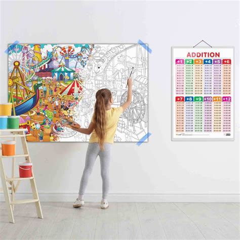 ADDITION CHART and GIANT AMUSEMENT PARK COLOURING POSTER | Combo of 1 ...