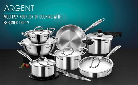 Buy Bergner Argent TriPly Stainless Steel 18cm (2.4 L) Tope with ...