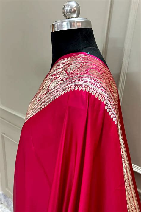 Pink Plain Royal Plain Katan Silk Banarasi Saree – Mohsin Textiles