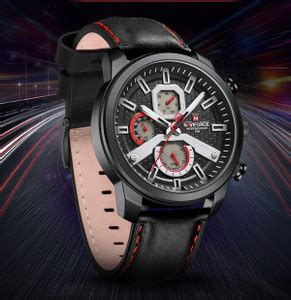 NAVIFORCE 9211 Elegant Timepeice with leather band quartz movement dial ...