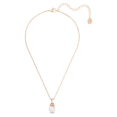 Originally pendant, Crystal pearl, White, Rose gold-tone plated | Swarovski