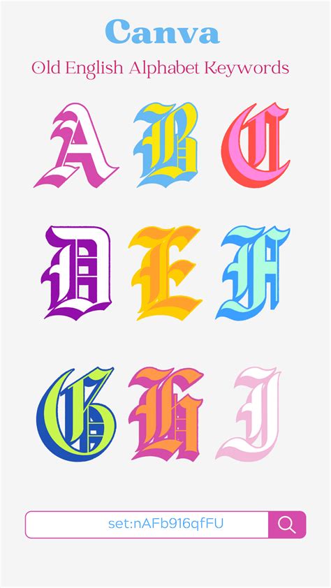 Hand Drawn Old English 3D Uppercase Alphabet | Canva Element Keywords ...