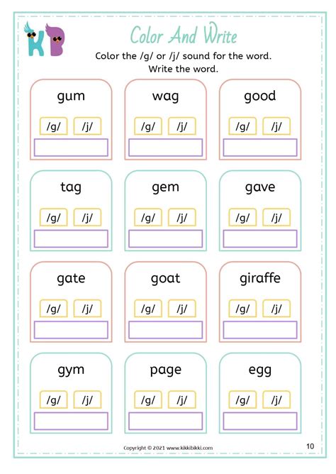 Hard and Soft G - Free Phonics Printable Worksheets - KikkiBikki