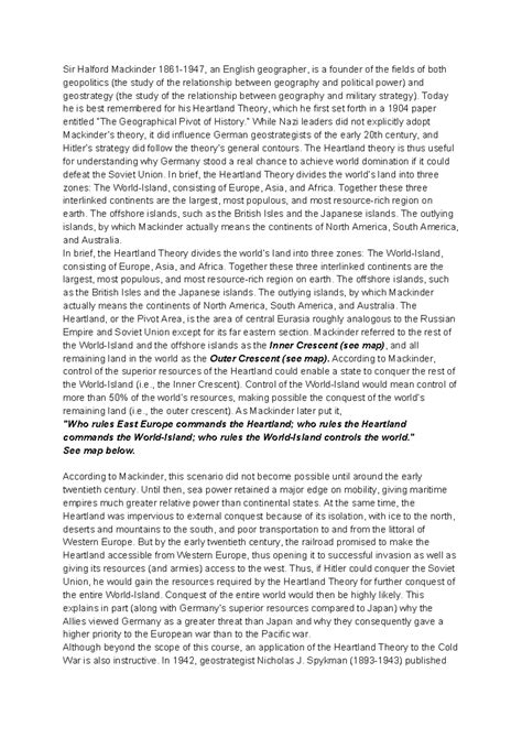 Heartland rimland theory - Sir Halford Mackinder 1861-1947, an English ...
