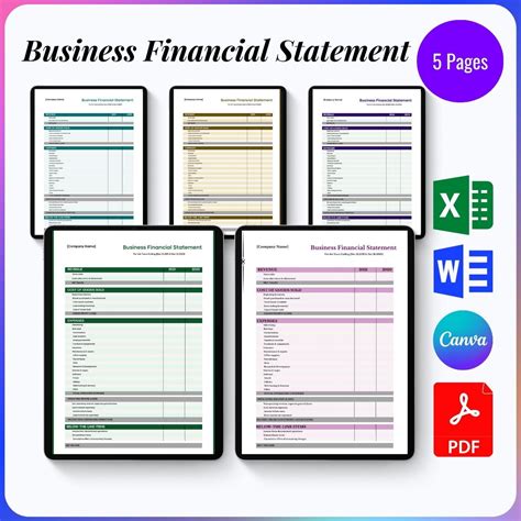 Business Financial Statement Template Printable [PDF]