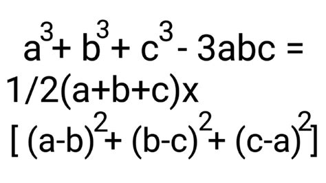 prove that a3+b3+c3-3abc=1/2(a+b+c) (a-b)2+(b-c)2+(c-a)2 - YouTube