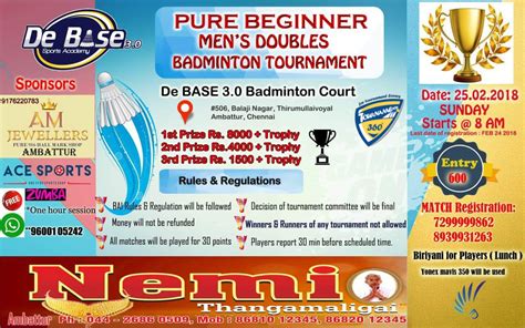 Pure Beginner Men's Doubles Badminton Tournament