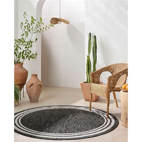 Livabliss Eagean 5 x 5 (ft) Flatweave Polypropylene Dark Gray Round ...