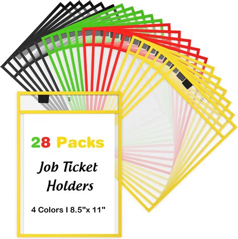 Amazon.com : Cholemy 28 Pcs Job Ticket Holder Reusable Ticket Pocket ...