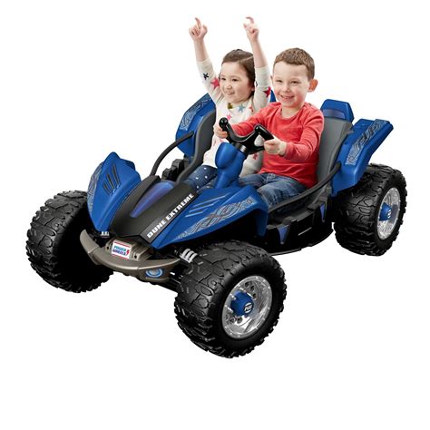 12V Power Wheels Dune Racer Extreme Battery-Powered Ride-On Vehicle with Charger, Blue, for a ...